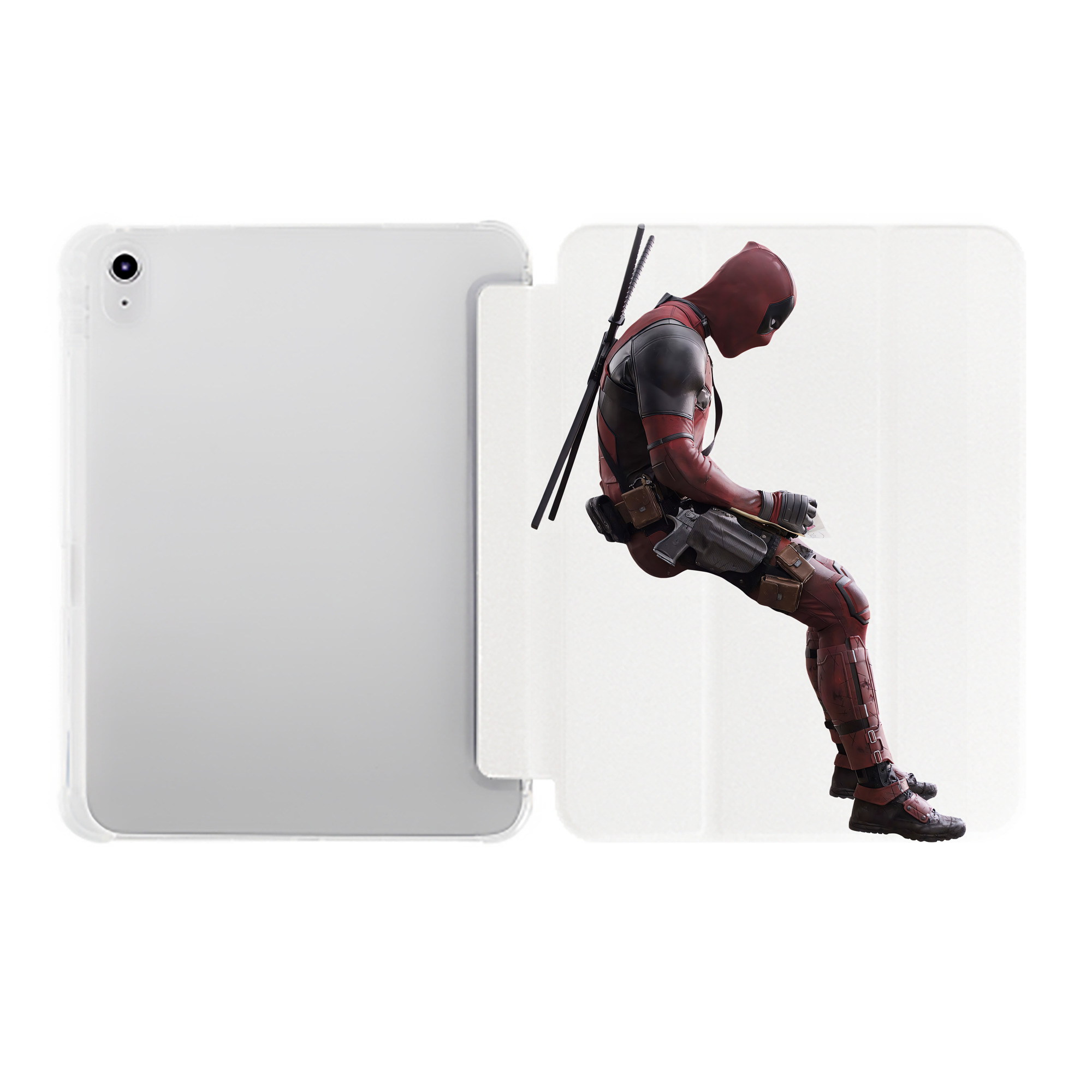 （画像用） Deadpool デッドプール IPad ケース ペン収納付き 三つ折りスタンド PUレザー×シリコン 対応機種9.5/10.5/10.9インチ
